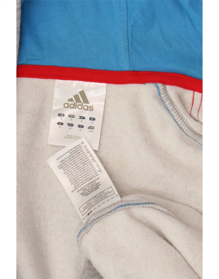 Adidas masculino zip moletom com capuz médio algodão cinza