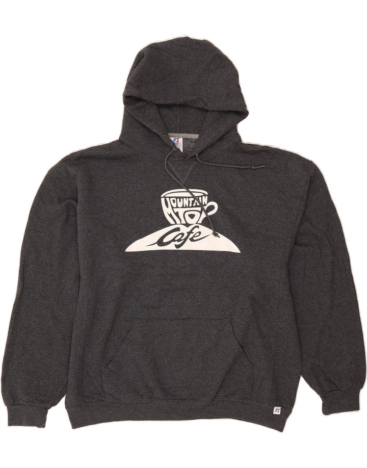 RUSSELL ATHLETIC Mens Graphic Hoodie Jumper XL Grey Cotton Vintage Russell Athletic and Second-Hand Russell Athletic from Messina Hembry 