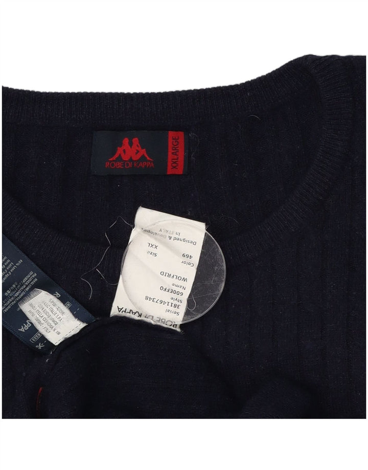 Suéter masculino Kappa com gola redonda 2XL lã azul marinho