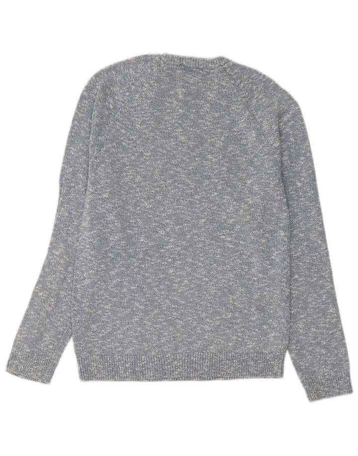 Suéter masculino Marks & Spencer com gola canoa e algodão manchado azul pequeno