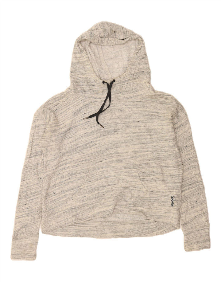 REEBOK Mens Loose Fit Hoodie Jumper Small Grey Flecked Cotton Vintage Reebok and Second-Hand Reebok from Messina Hembry 