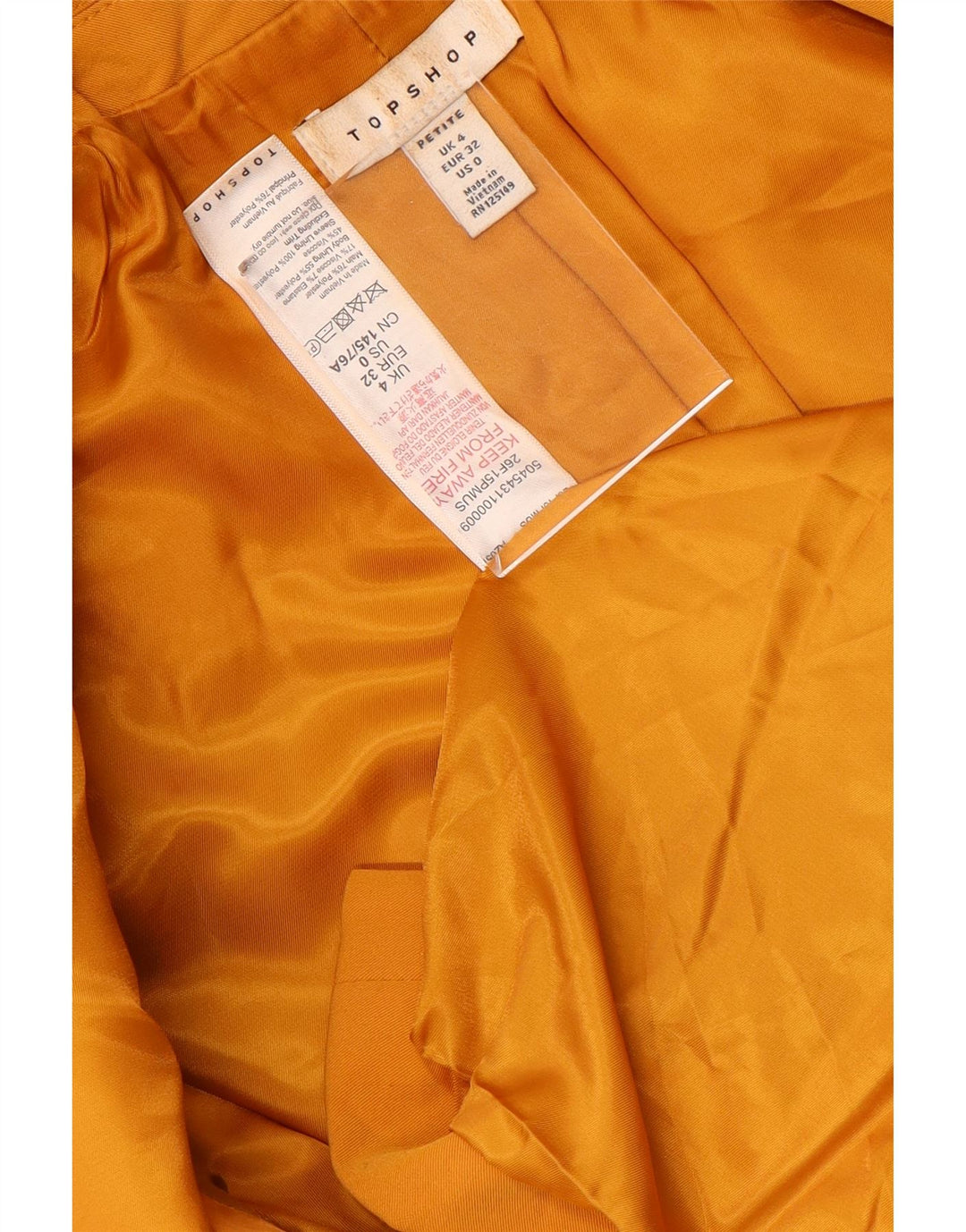 Jaqueta blazer feminina Topshop com peito duplo UK 4 XS poliéster amarelo
