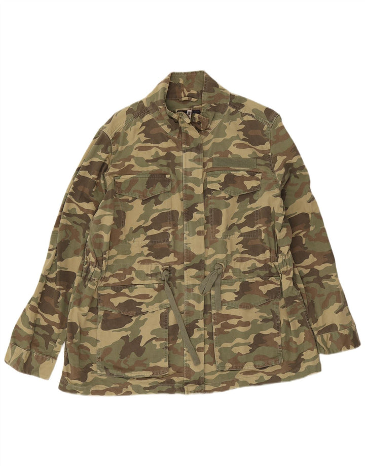Jaqueta utilitária feminina grande da Marks & Spencer Reino Unido 18 XL camuflagem cáqui