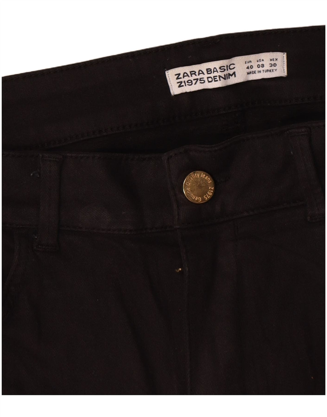 Calça jeans reta feminina Zara EU 40 médio W30 L30 algodão preto
