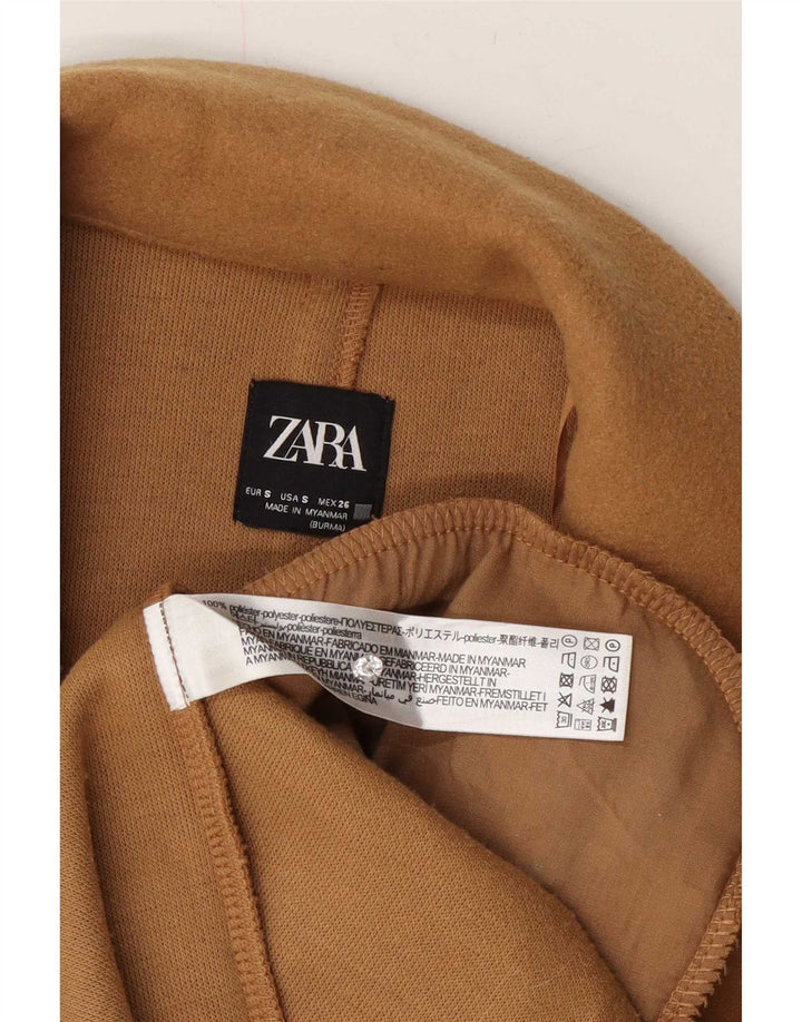 Sobretudo aberto feminino Zara UK 10 pequeno poliéster bege