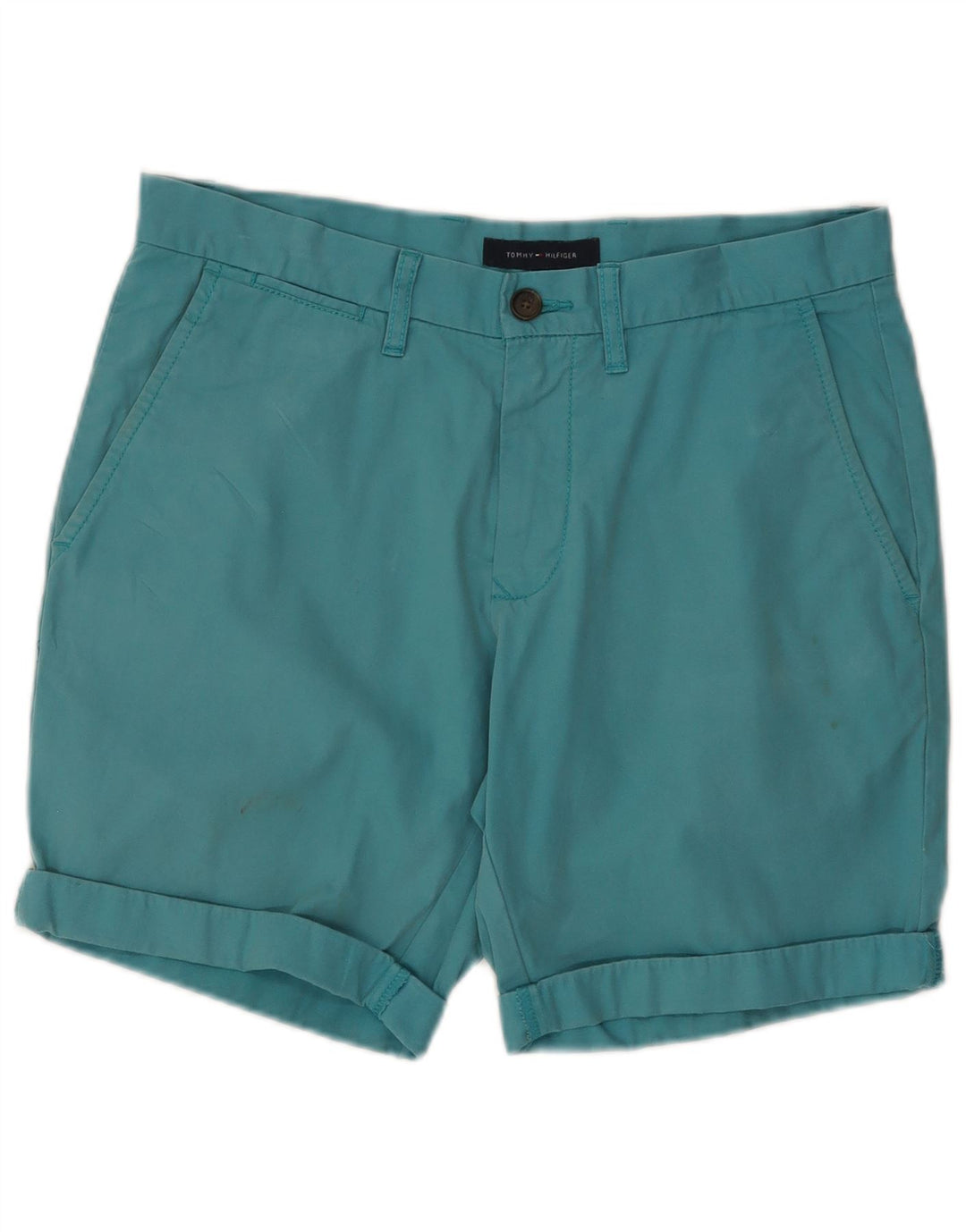 Tommy Hilfiger Mens Chino Shorts W32 Médio Turquesa Algodão
