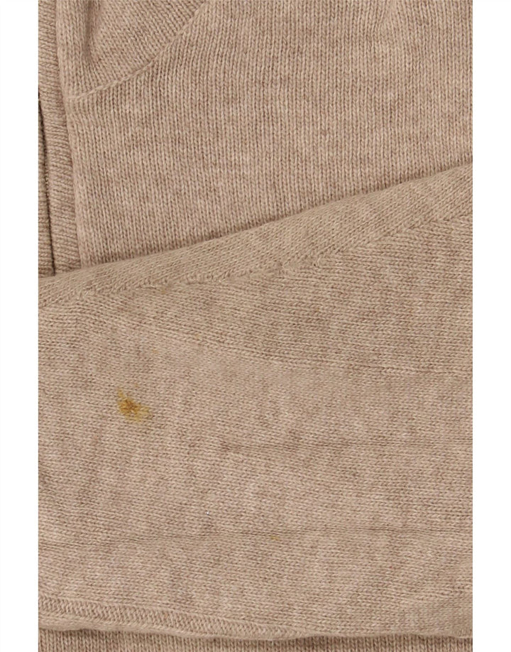 Suéter masculino Marks & Spencer Blue Harbor com zíper e gola pequena de lã bege