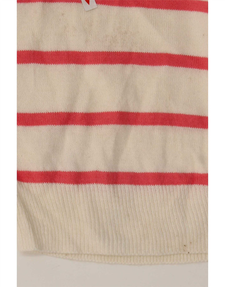 Suéter feminino Marks & Spencer com decote em V Reino Unido 14 listrado rosa médio