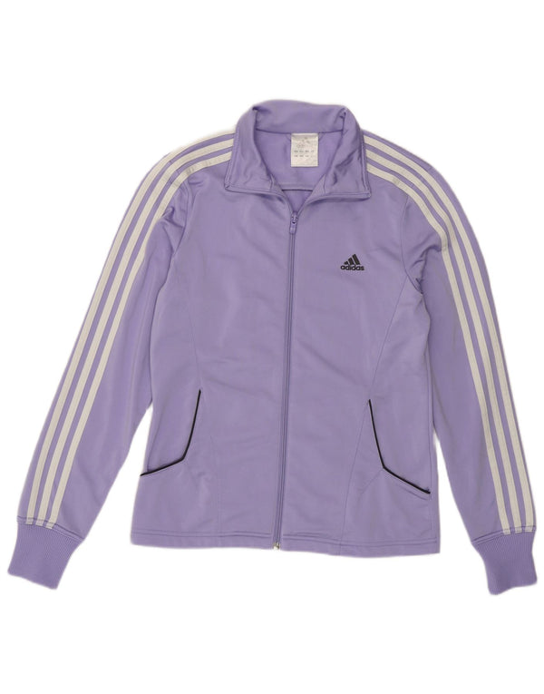ADIDAS Womens Tracksuit Top Jacket UK 14 Médio Roxo Poliéster