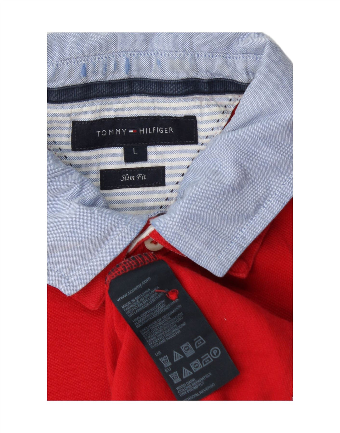 Camisa polo masculina TOMMY HILFIGER slim fit grande algodão vermelho