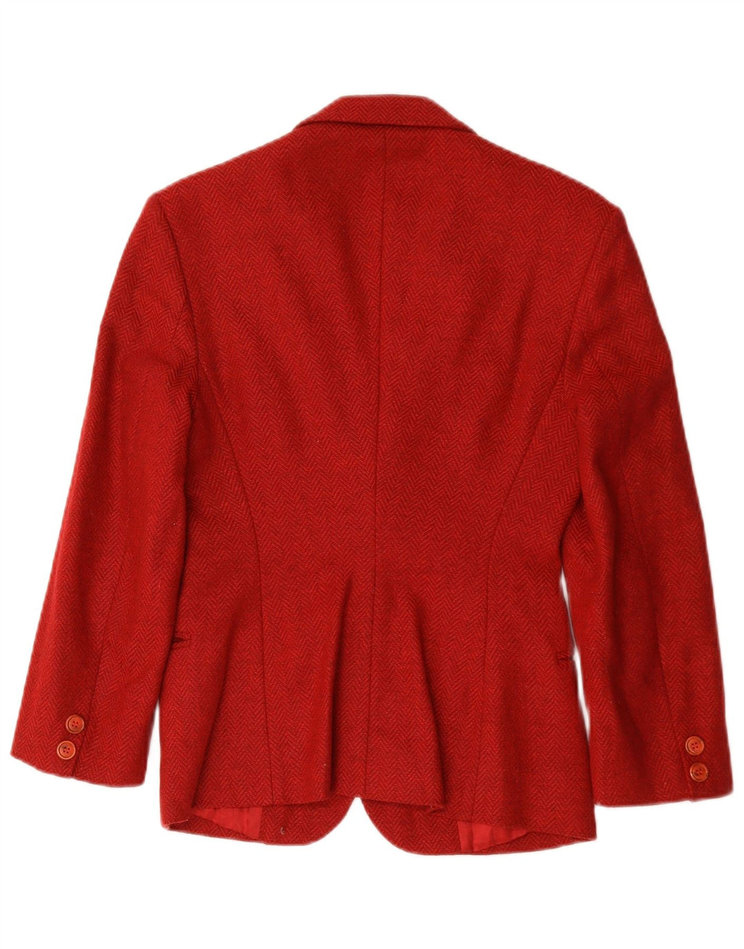 Jaqueta blazer feminina de 2 botões Benetton IT 42 lã espinha de peixe vermelha média