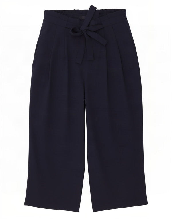 Calça feminina Zara cintura alta solta corte médio W28 L24 azul marinho