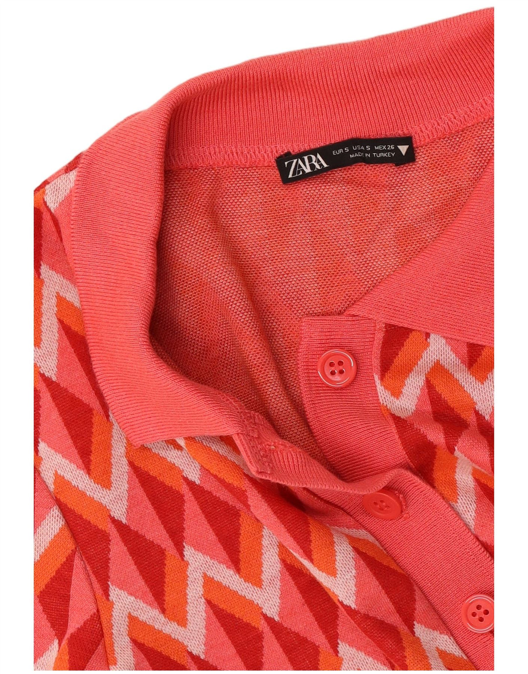 Vestido polo feminino Zara Reino Unido 10 pequeno vermelho Chevron