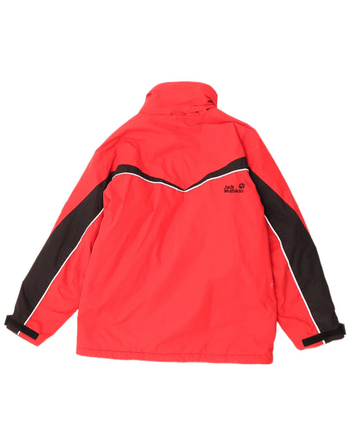 Jaqueta corta-vento masculina Jack Wolfskin 11-12 anos poliéster colorblock vermelho