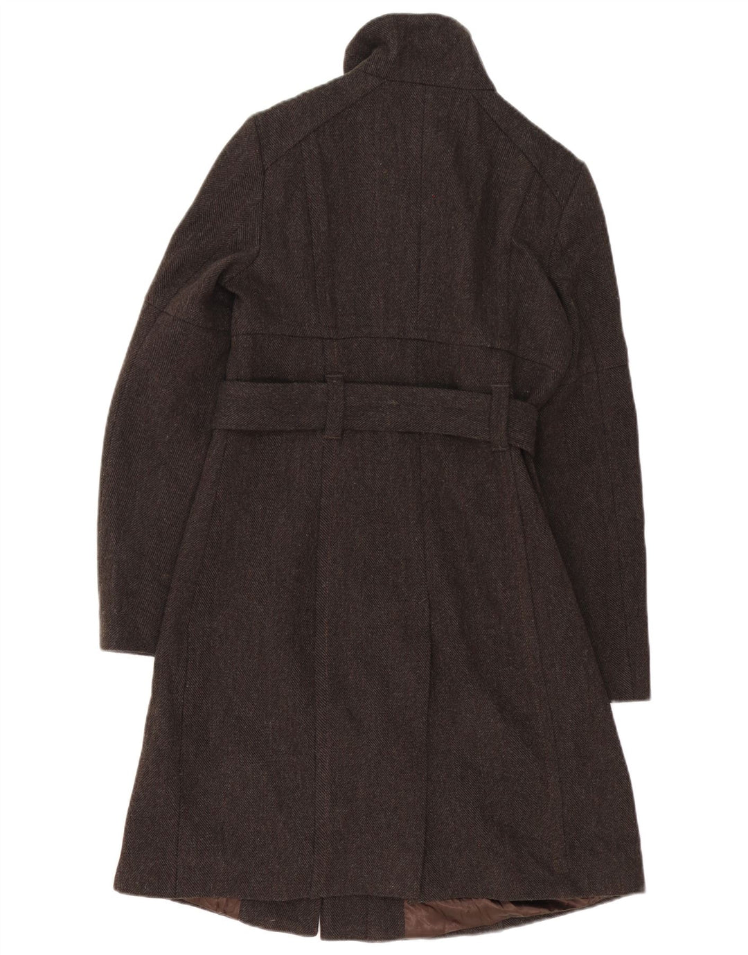 Sobretudo feminino Benetton IT 42 lã espinha de peixe marrom médio