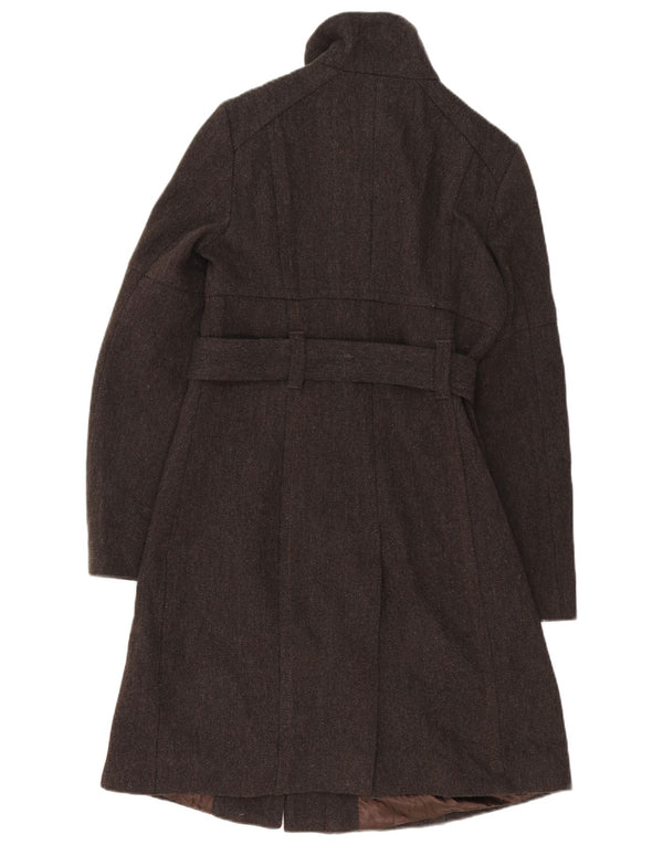 Sobretudo feminino Benetton IT 42 lã espinha de peixe marrom médio