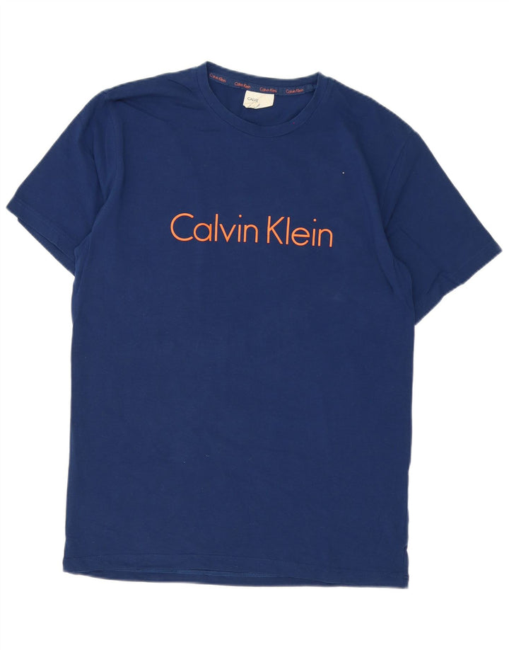 Calvin Klein Camiseta masculina gráfica Top Azul Médio