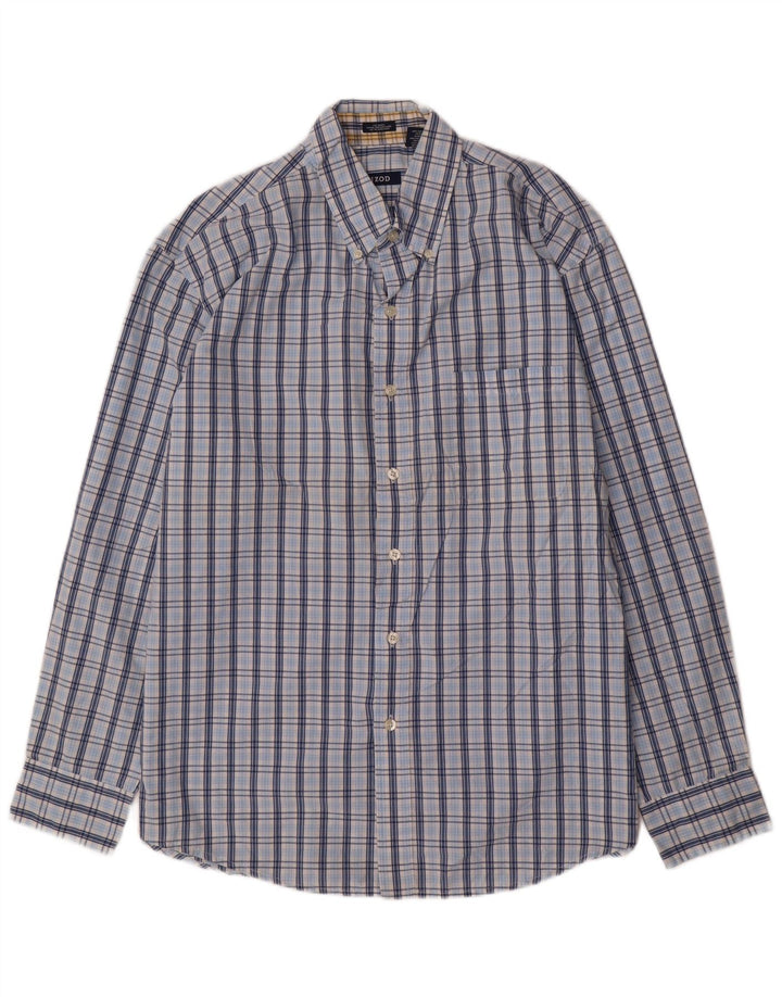 Camisa masculina IZOD grande algodão xadrez azul