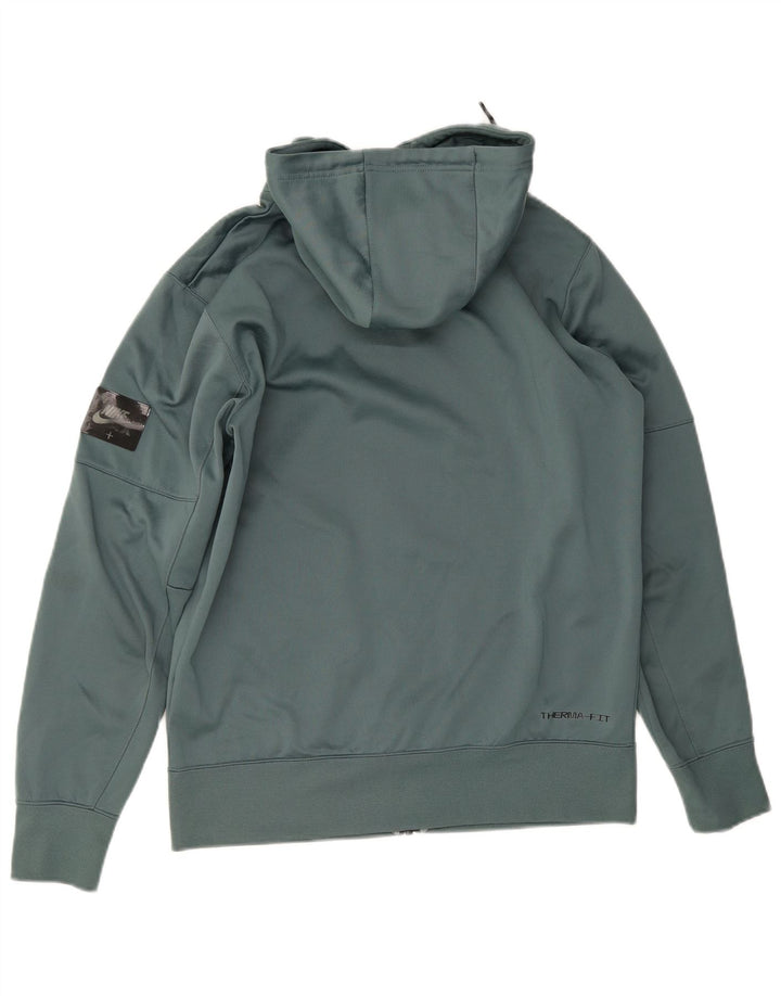Suéter masculino Nike Therma-Fit Graphic Zip com capuz verde médio poliéster