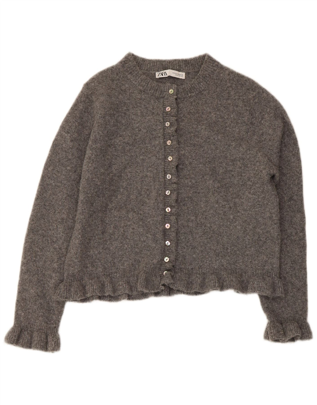 Bolero Jumper feminino Zara UK 14 poliéster cinza médio