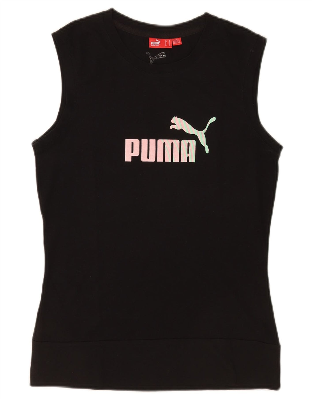 Puma Womens Graphic Vest Top UK 12 Médio Algodão Preto