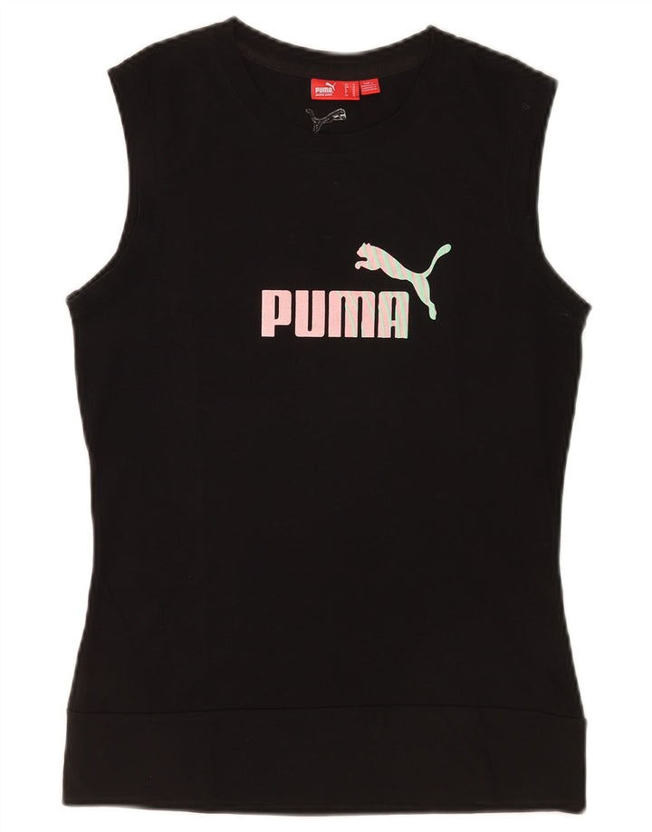 Puma Womens Graphic Vest Top UK 12 Médio Algodão Preto