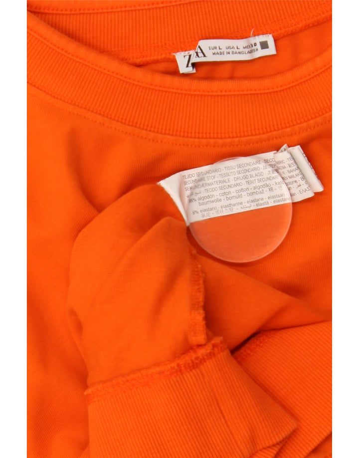 ZARA moletom feminino jumper UK 16 grande algodão laranja