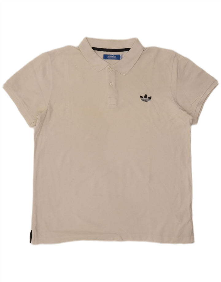 Camisa polo masculina Adidas grande algodão branco