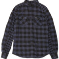 Camisa masculina de flanela Superdry pequena algodão xadrez azul marinho