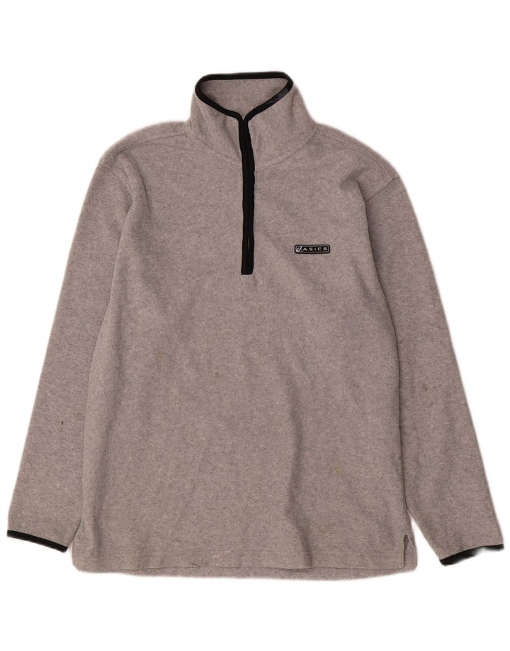 Asics Mens Zip Neck Fleece Jumper Médio Cinza