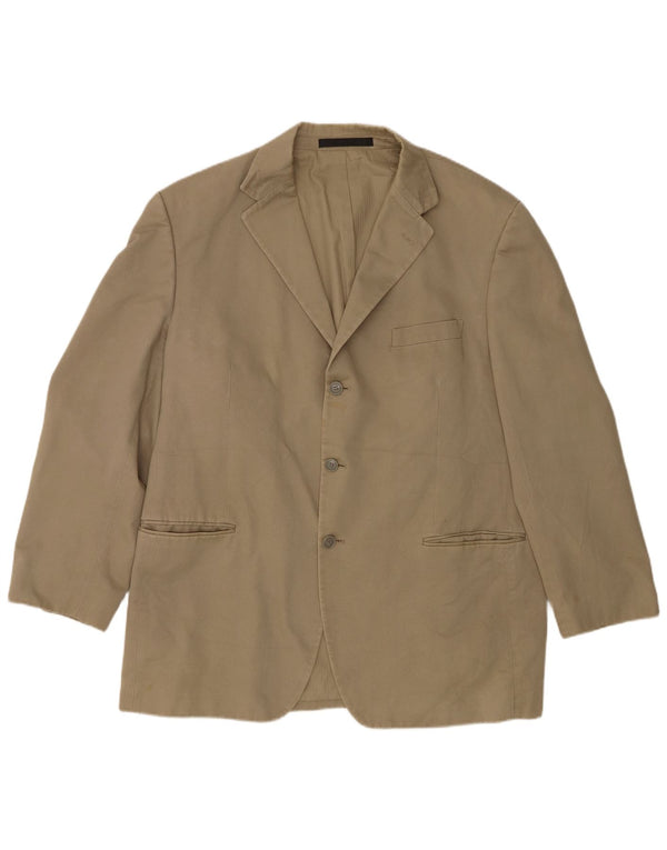Jaqueta blazer masculina de 3 botões Marks & Spencer Reino Unido 44 XL algodão cáqui