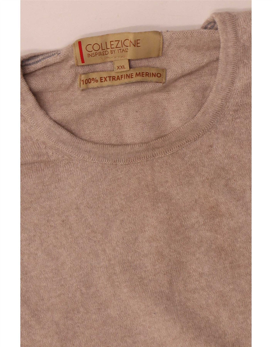 Suéter masculino Marks & Spencer com gola redonda 2XL lã Merino bege