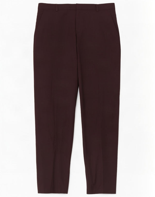 Calça feminina Topshop Slim Suit UK 12 Médio W30 L27 Poliéster Borgonha