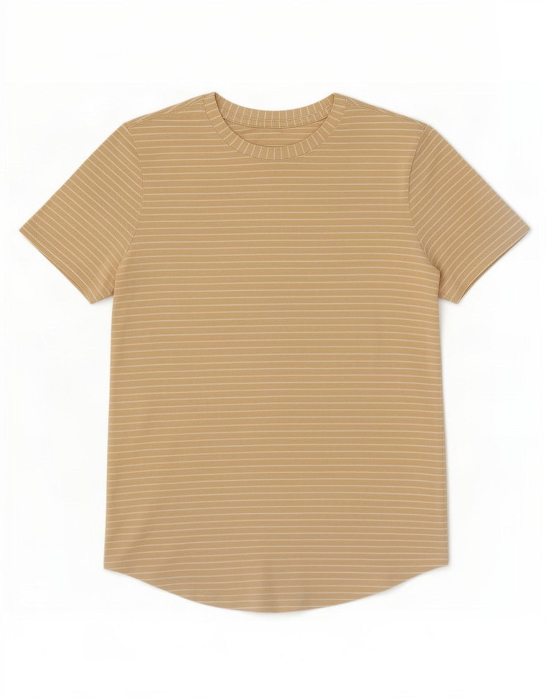 Camiseta feminina Lululemon UK 12 listrada bege média
