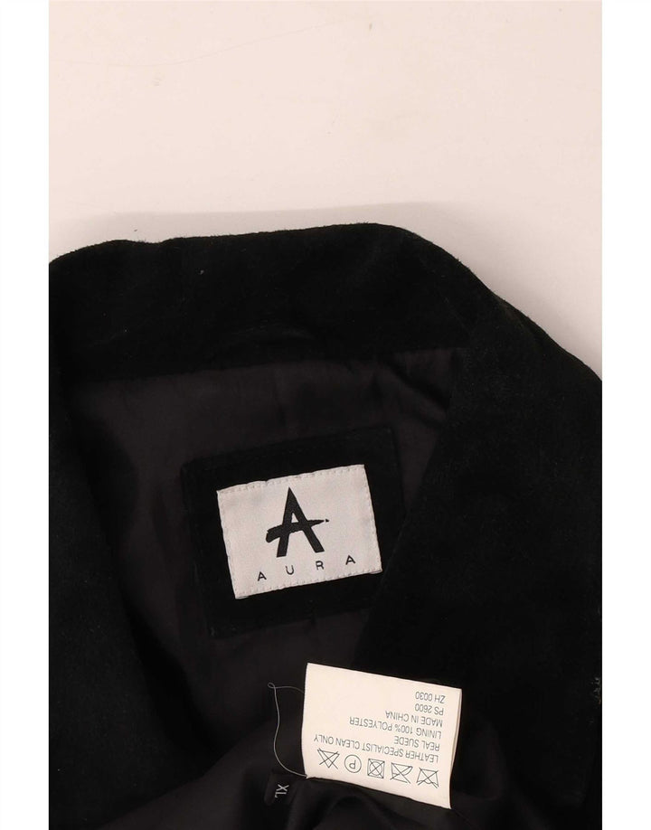 Jaqueta de camurça feminina vintage Reino Unido 18 XL couro preto