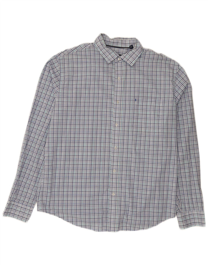 Camisa masculina Izod tamanho 16 1/2 grande algodão xadrez azul