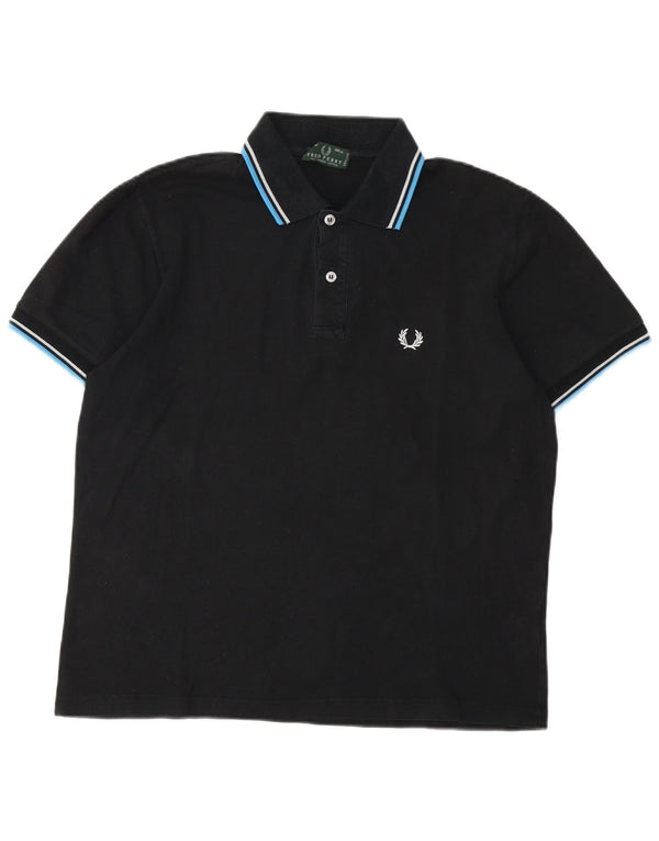 Camisa polo masculina Fred Perry grande algodão preto
