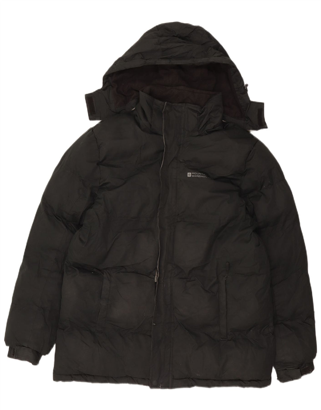 Jaqueta acolchoada com capuz masculina Mountain Warehouse poliéster preto médio Reino Unido 38