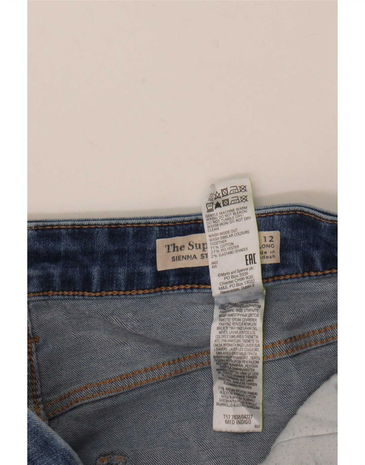 Calça jeans feminina Marks & Spencer Sienna Straight UK 12 médio W30 L31 azul