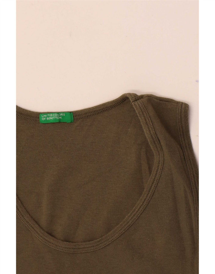 Top de colete gráfico feminino Benetton UK 8 pequeno caqui