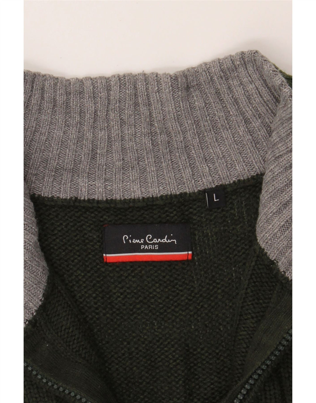 PIERRE CARDIN Mens Zip Neck Jumper Sweater Large Green Acrylic Vintage Pierre Cardin and Second-Hand Pierre Cardin from Messina Hembry 
