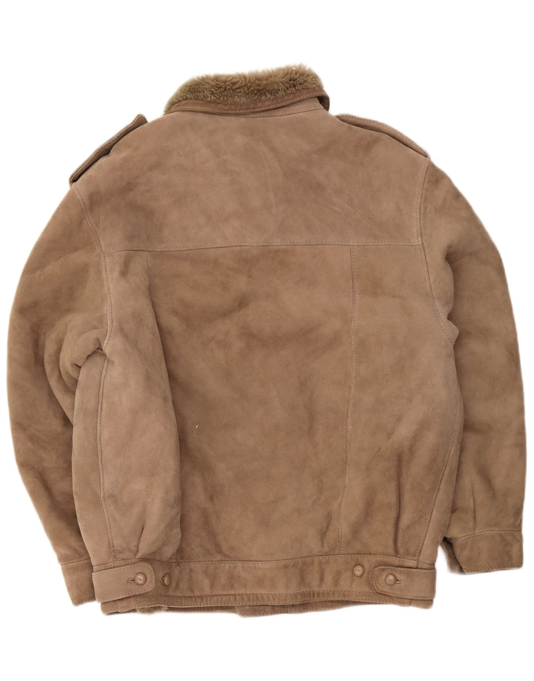 Jaqueta militar masculina vintage de shearling IT 52 XL bege