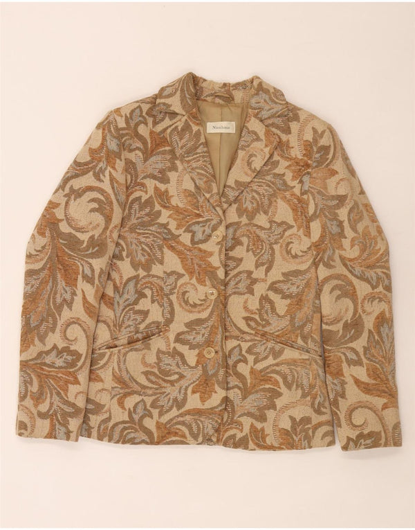 Jaqueta blazer feminina Nienhaus com 3 botões Reino Unido 19 XL bege paisley viscose