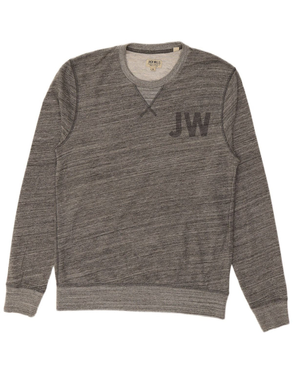 JACK WILLS moletom gráfico masculino jumper médio cinza risca de giz algodão