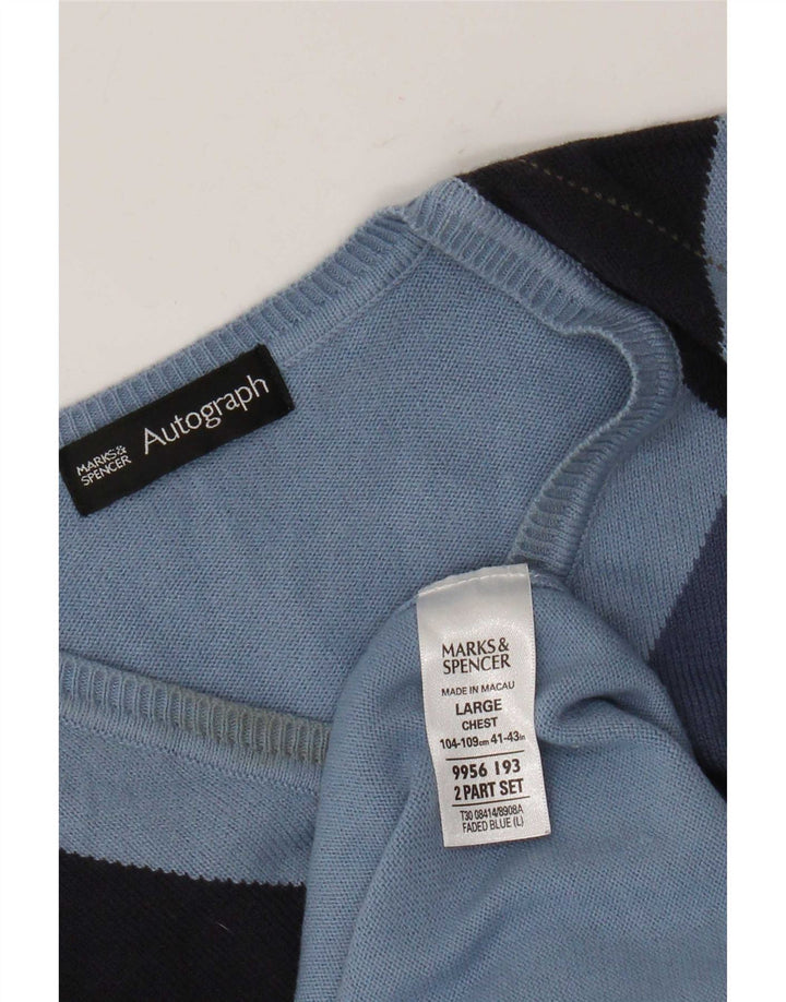 Marks & Spencer Mens Autograph Colete Regata Grande Azul Argyle/Diamante