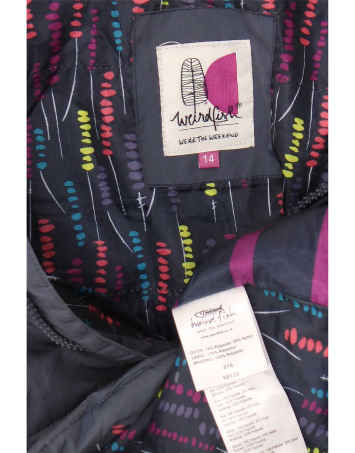 Gilet acolchoado feminino da Weird Fish UK 14 grande poliéster azul marinho