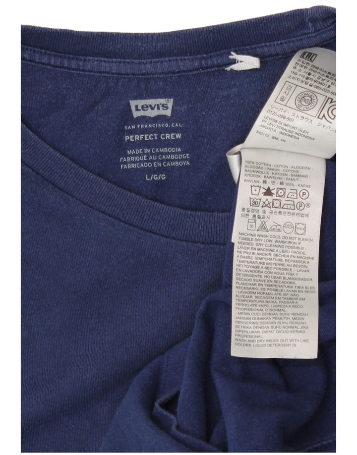 Camiseta feminina Levi's UK 16 grande algodão azul marinho