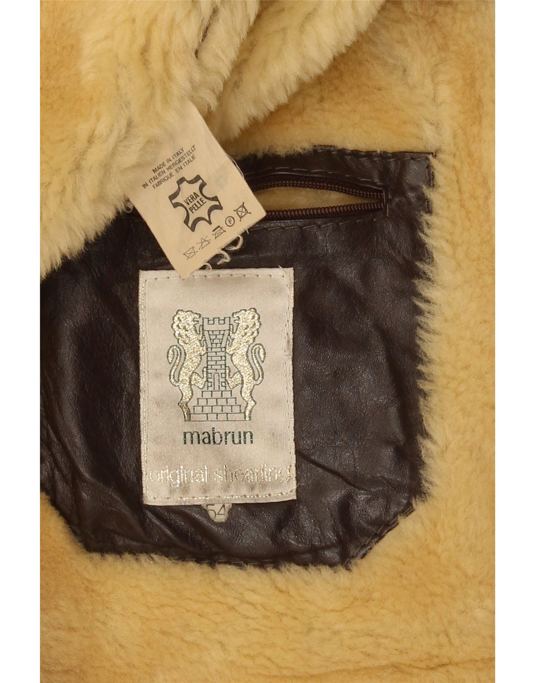 Jaqueta masculina Mabrun Shearling IT 54 2XL couro marrom