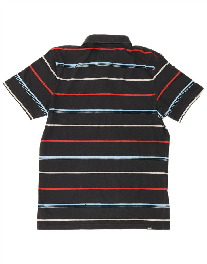 Camisa polo masculina Vans grande algodão listrado preto