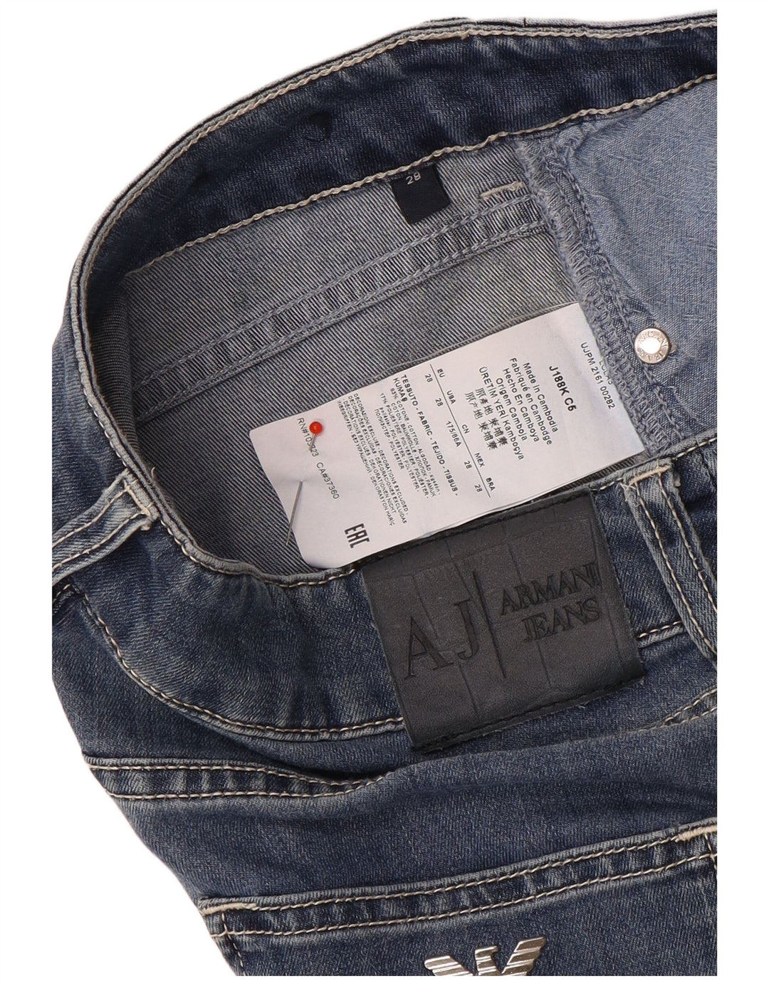 Armani feminino slim jeans W28 L28 algodão azul marinho
